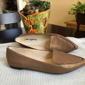 NWOT KARL LAGERFELD bronze/gold-tone ballet flats